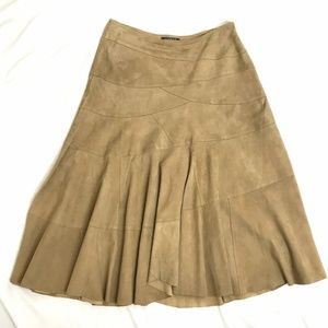 Ralph Lauren Tan Suede Flowy Leather Maxi Skirt